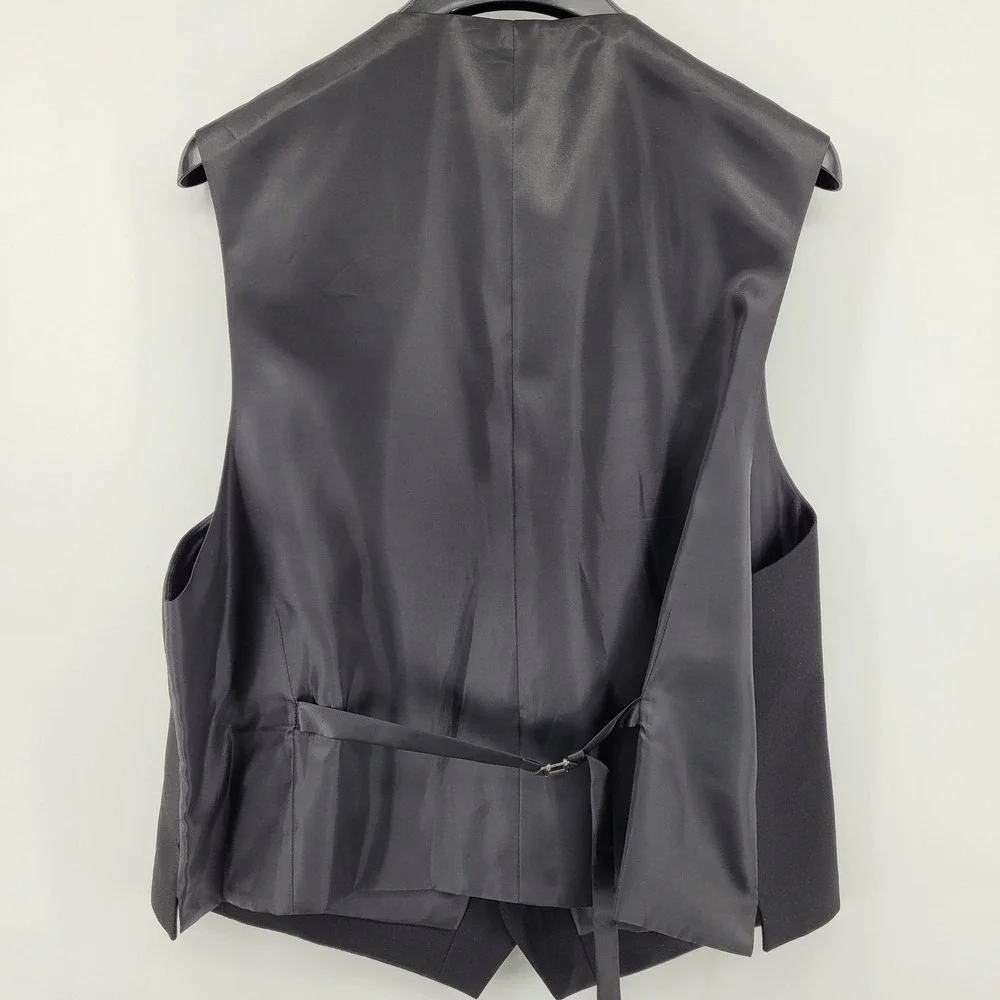 Van Heusen Mens 44L Formal Black Tuxedo Jacket Vest Set Satin Trim Wedding Prom